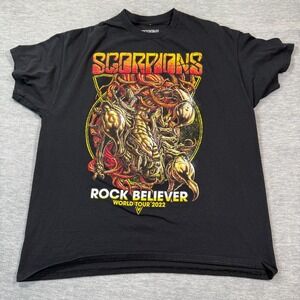 Scorpions T-Shirt‎ Men XL Black Rock Believer Tour 2022 Double Sided Band Tee